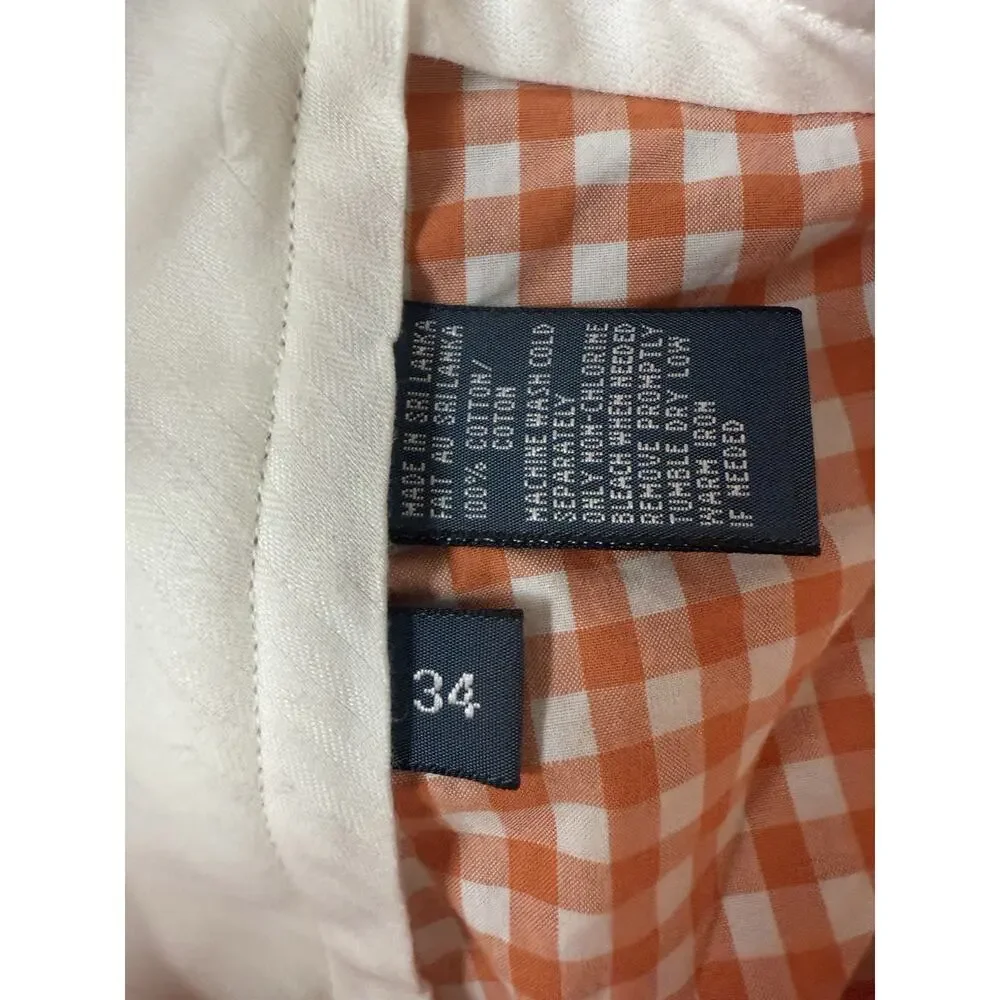 Polo Ralph Lauren Men 34 Suffield Short Relax Orange and White Gingham Pockets